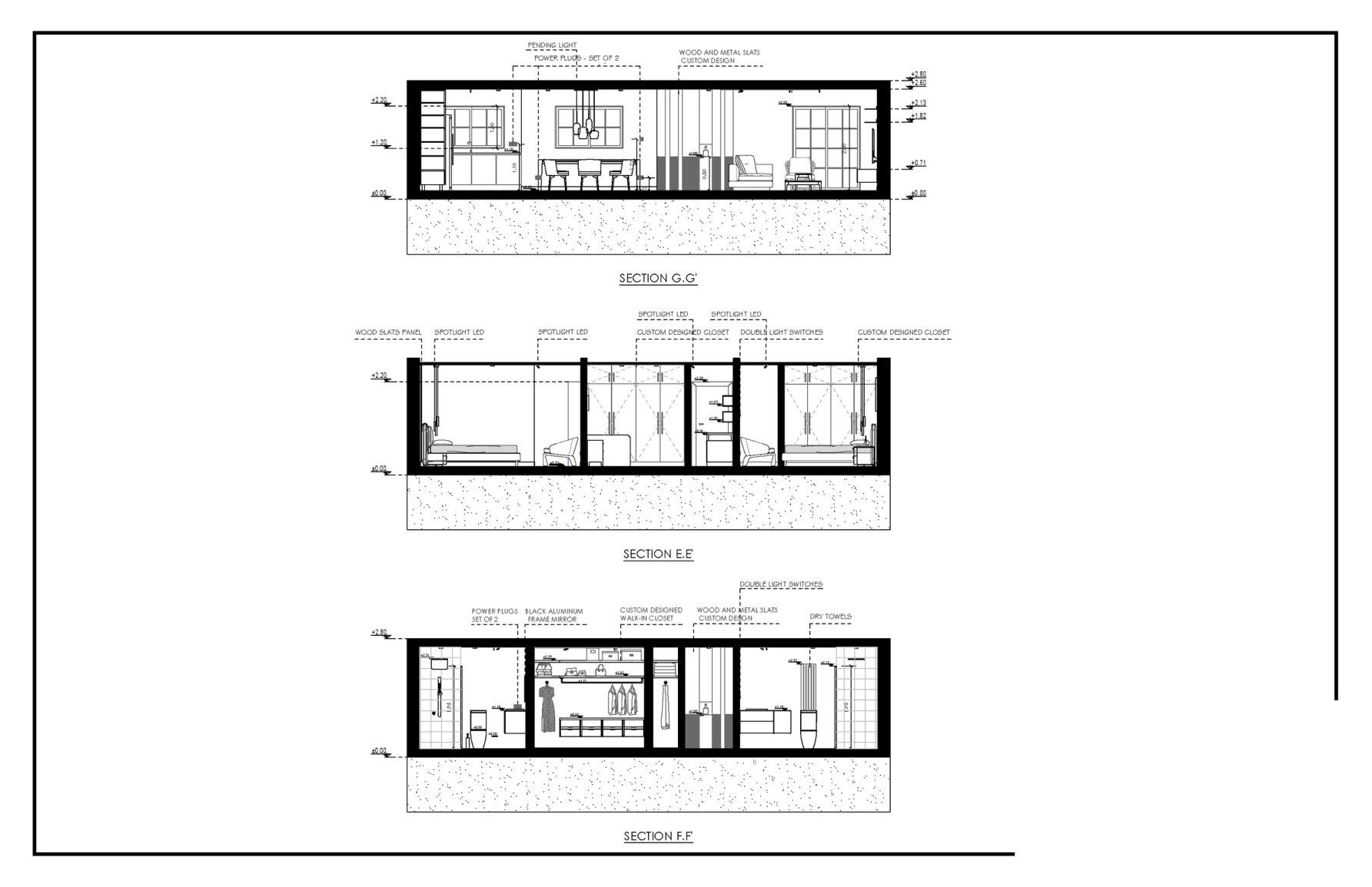 Interior sections · Technical drawing