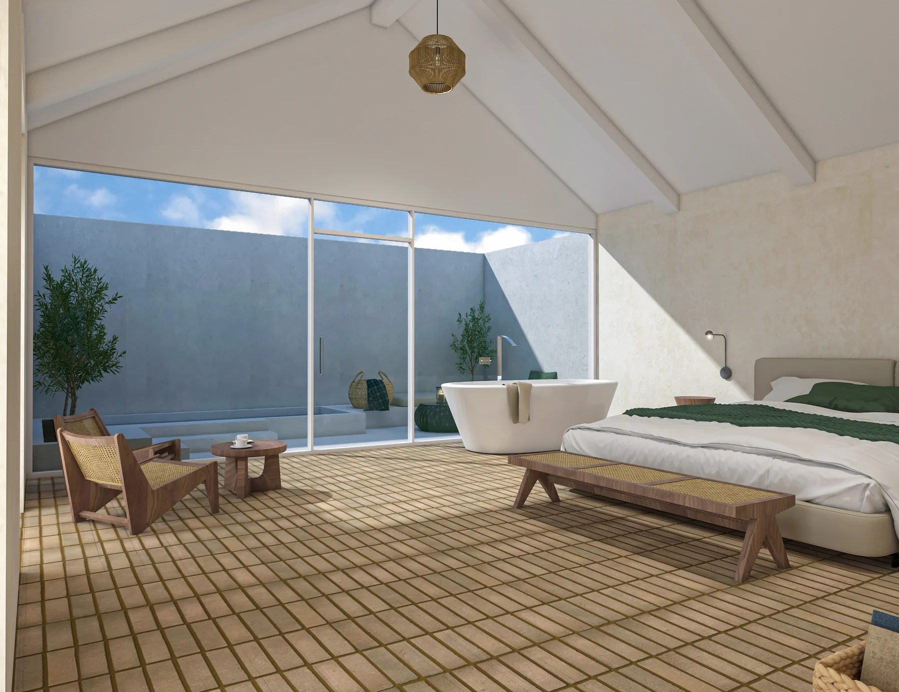 Suite with private courtyard, Coastal Resort · Design visualization