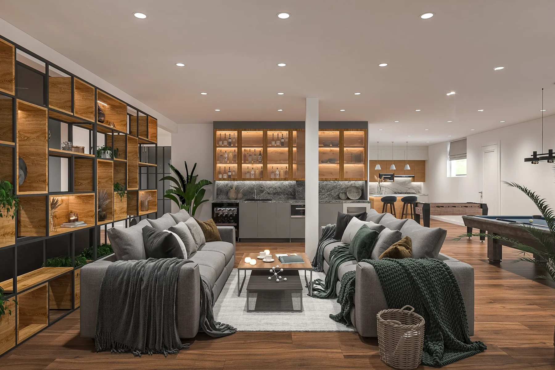 Basement lounge and bar · Design visualization
