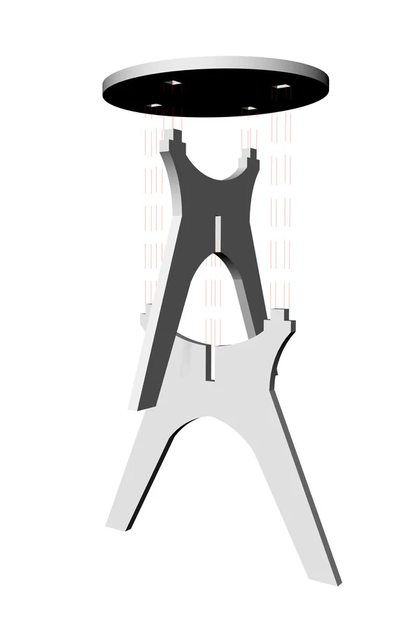 Exploded stool design · Design visualization